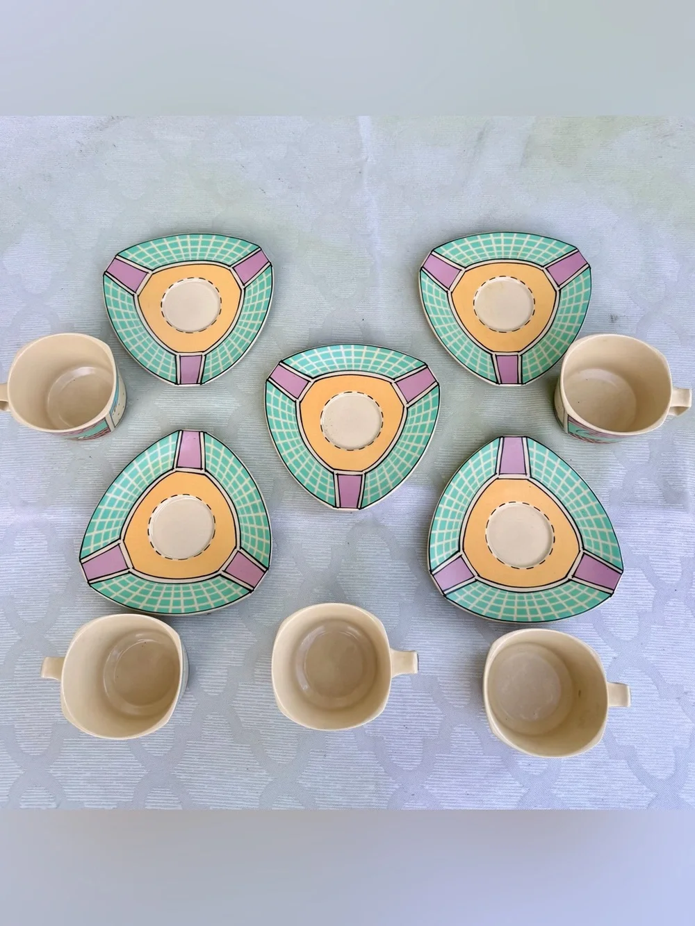 1980s Rosenthal Studio-Linie Dorothy Hafner “Flash” Tea Cup & Saucer (SET OF 5)